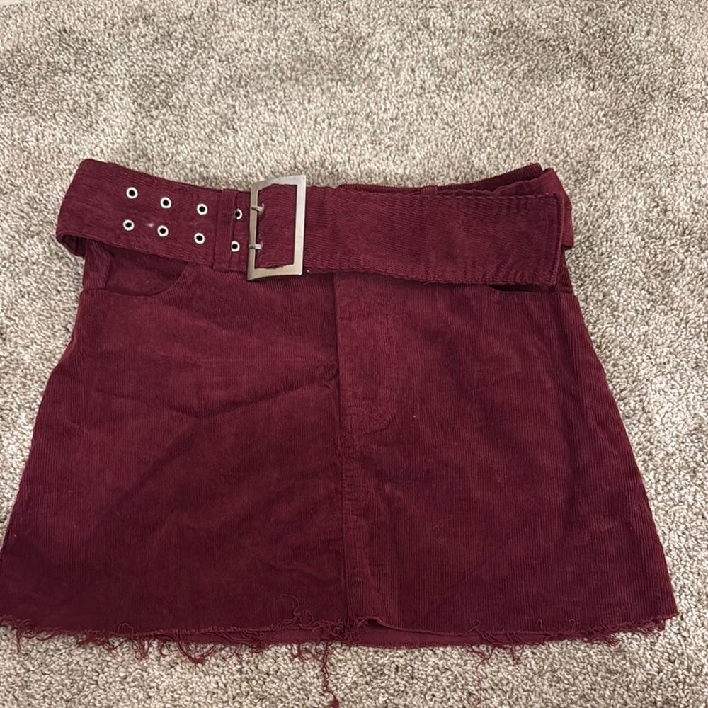 Burgundy Corduroy Mini Skirt